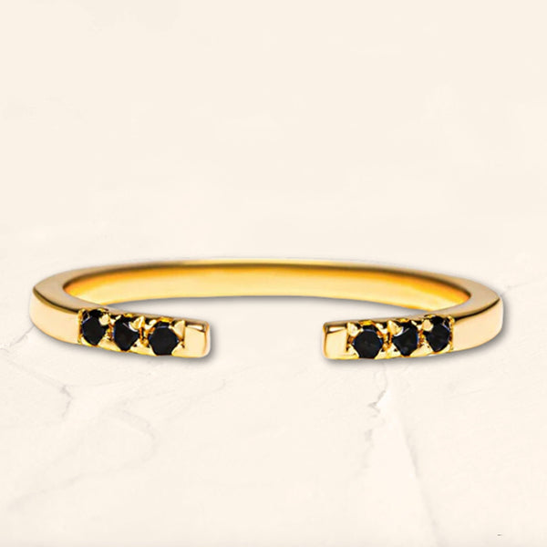 anillo Veda de oro vermeil con diamante negro