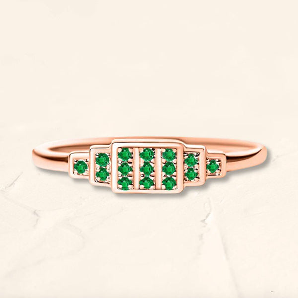 Brami ring in rose gold set with emeralds