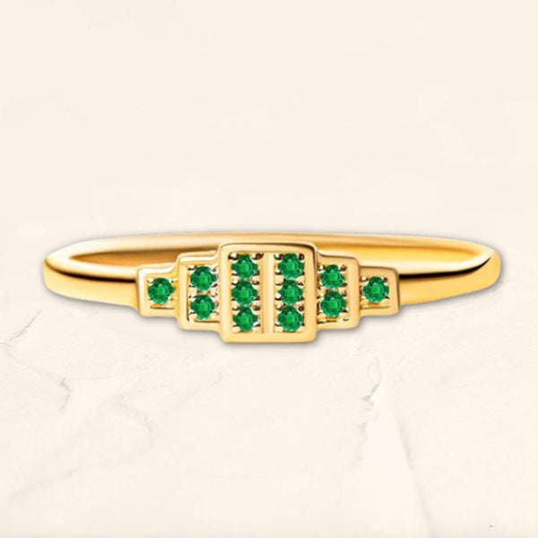 Yellow gold Brami ring set with emeralds