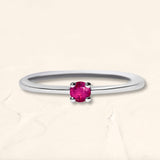 White gold ruby solitaire ring set with a ruby