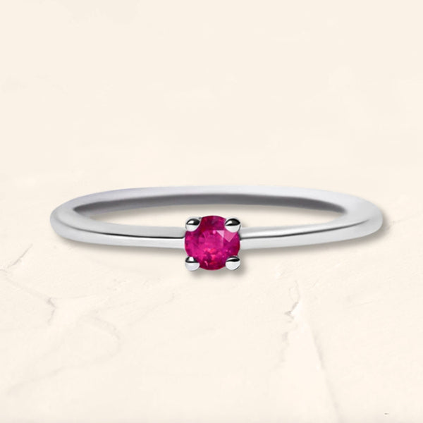 White gold ruby solitaire ring set with a ruby