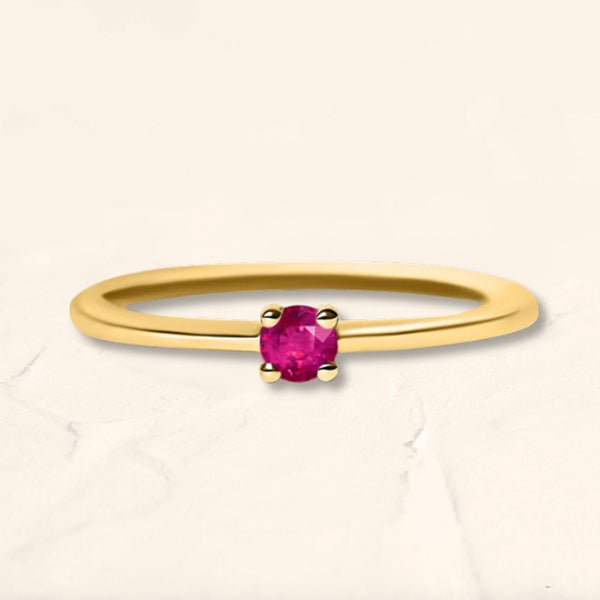 Yellow gold ruby solitaire ring set with a ruby