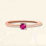 Solitaire ruby ring in rose gold set with a ruby