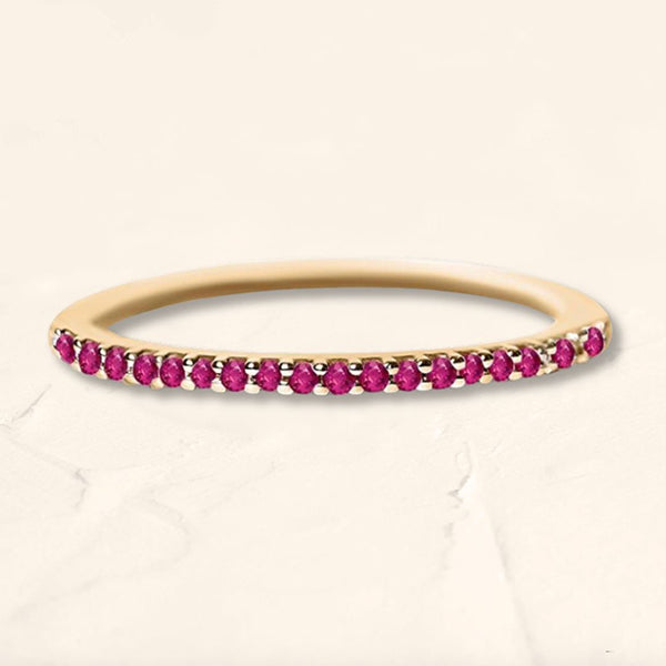 Eternity ring paved with ruby and yellow gold