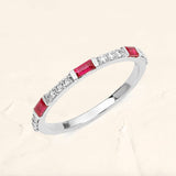 ruby diamond baguette wedding band in white gold Moksha