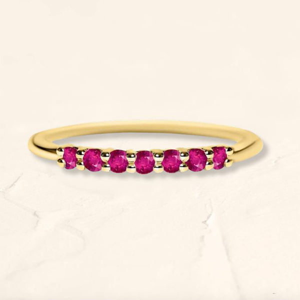 Ring vadha alliance in yellow gold set with rubies