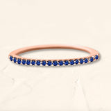 Sapphire eternity ring half-turn paved in rose gold