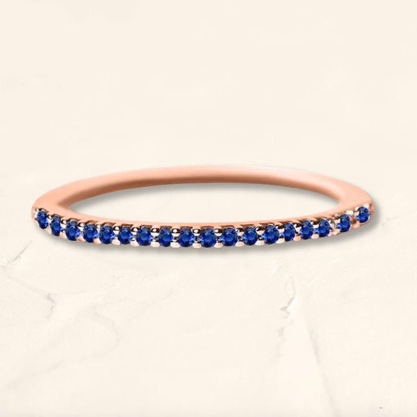 Sapphire eternity ring half-turn paved in rose gold