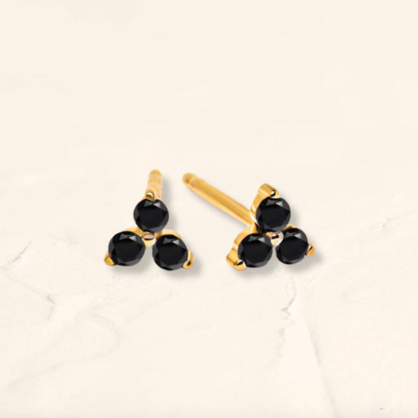 Flower earrings with black diamond