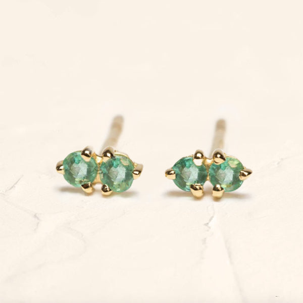 boucles d'oreilles Prema en or vermeil 18 carats et emeraude