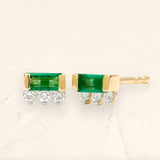 Earrings Prana baguette emerald and diamond