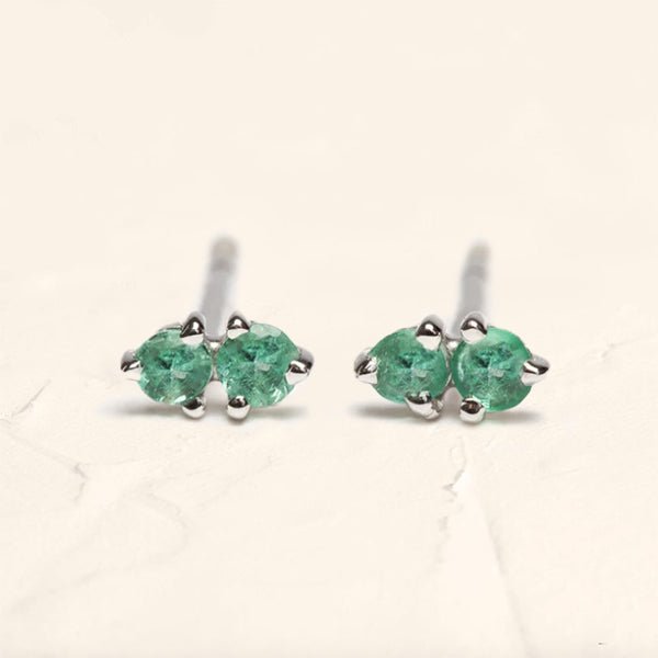 Pendientes Prema de plata de ley 925 y esmeralda