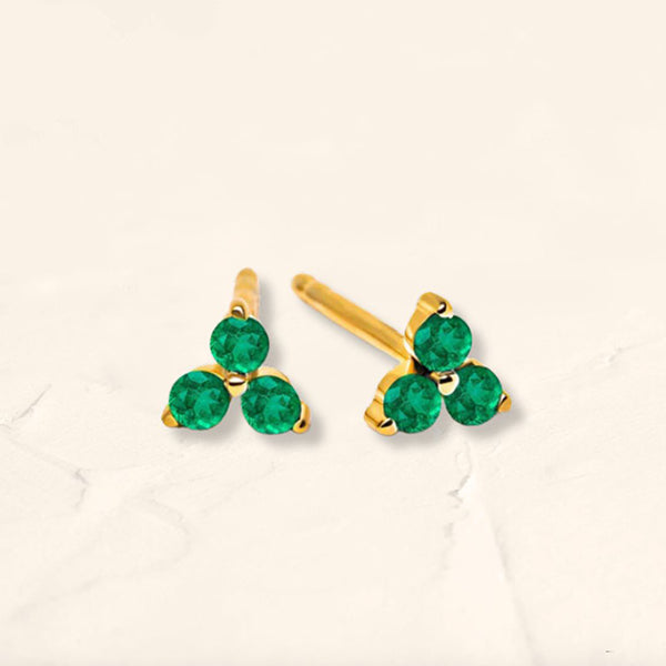 emerald gold vermeil flower earrings