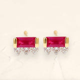 Boucles d'oreilles Prana Baguette rubis et diamant