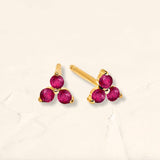 boucles d'oreilles fleur en rubis or vermeil