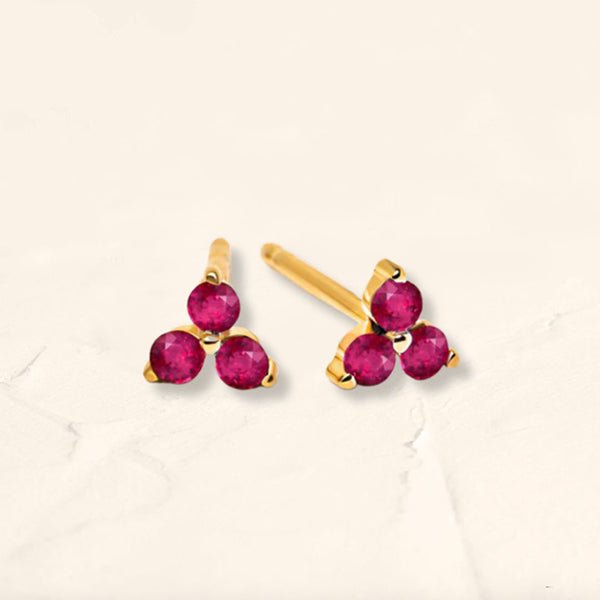 ruby gold vermeil flower earrings