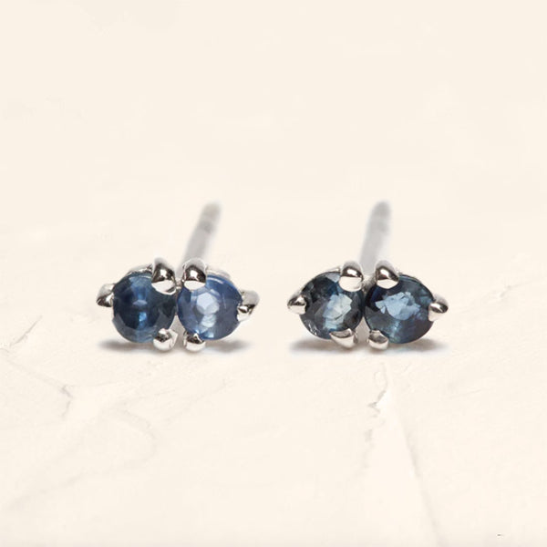 Small silver sapphire earrings