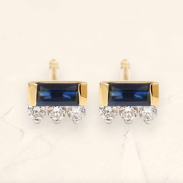 Boucles d'oreilles Prana Baguette saphir et diamant