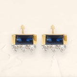 Prana Baguette sapphire and diamond earrings