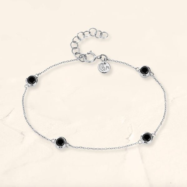 Bracelet diamant noir bezel en or blanc