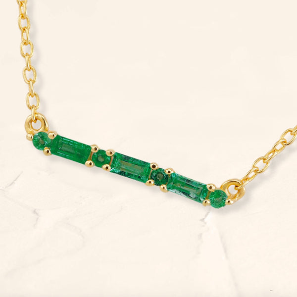 Necklace Bhagya emerald geometric baguette vermeil