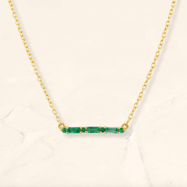 Necklace Bhagya emerald horizontal geometric baguette