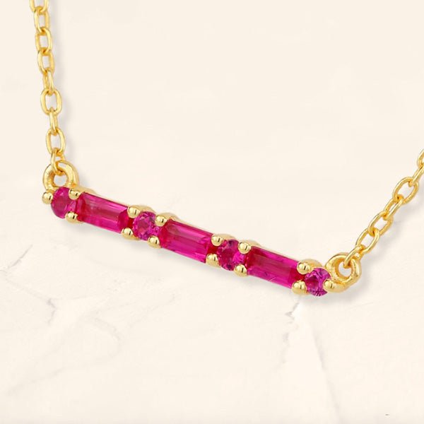 Collier Bhagya rubis géométrique baguette vermeil