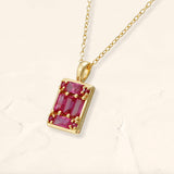 geometrical necklace ruby yellow gold