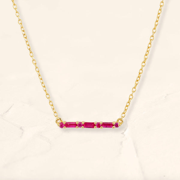 Collier Bhagya rubis horizontal géométrique baguette