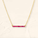 Necklace Bhagya ruby horizontal geometric baguette