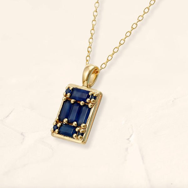 geometrical necklace sapphire yellow gold