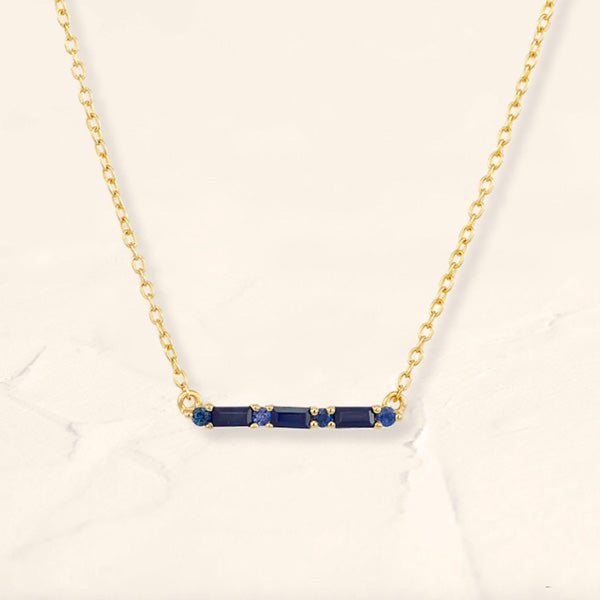 Necklace Bhagya sapphire horizontal geometric baguette