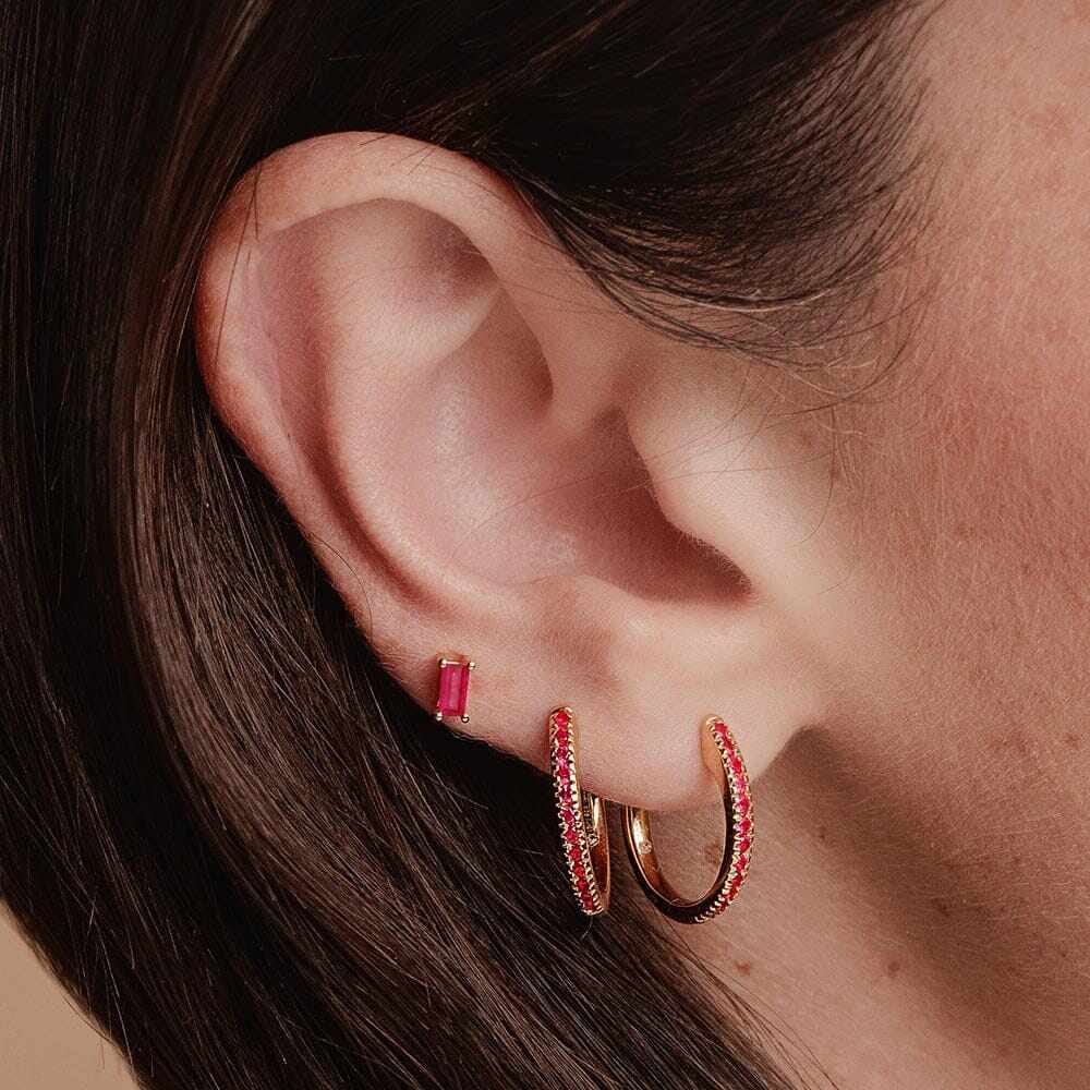 Pendientes de aro Ujala Rubí