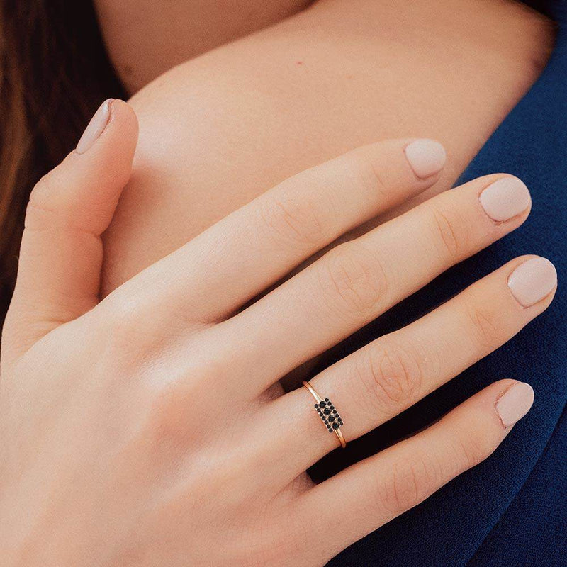 Bague rectangulaire Sapna XL en diamant noir