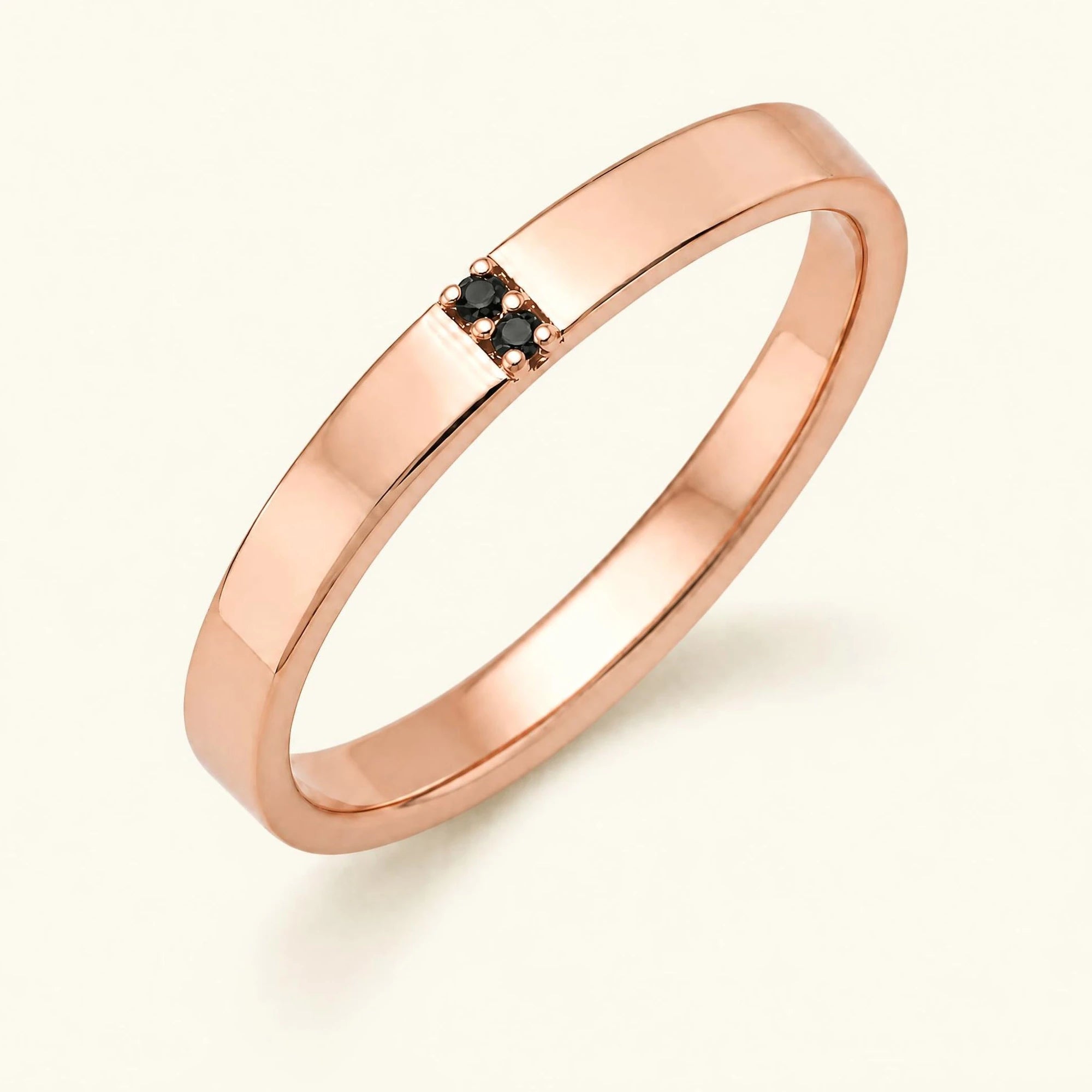 Alliance diamant noir pour homme en or rose