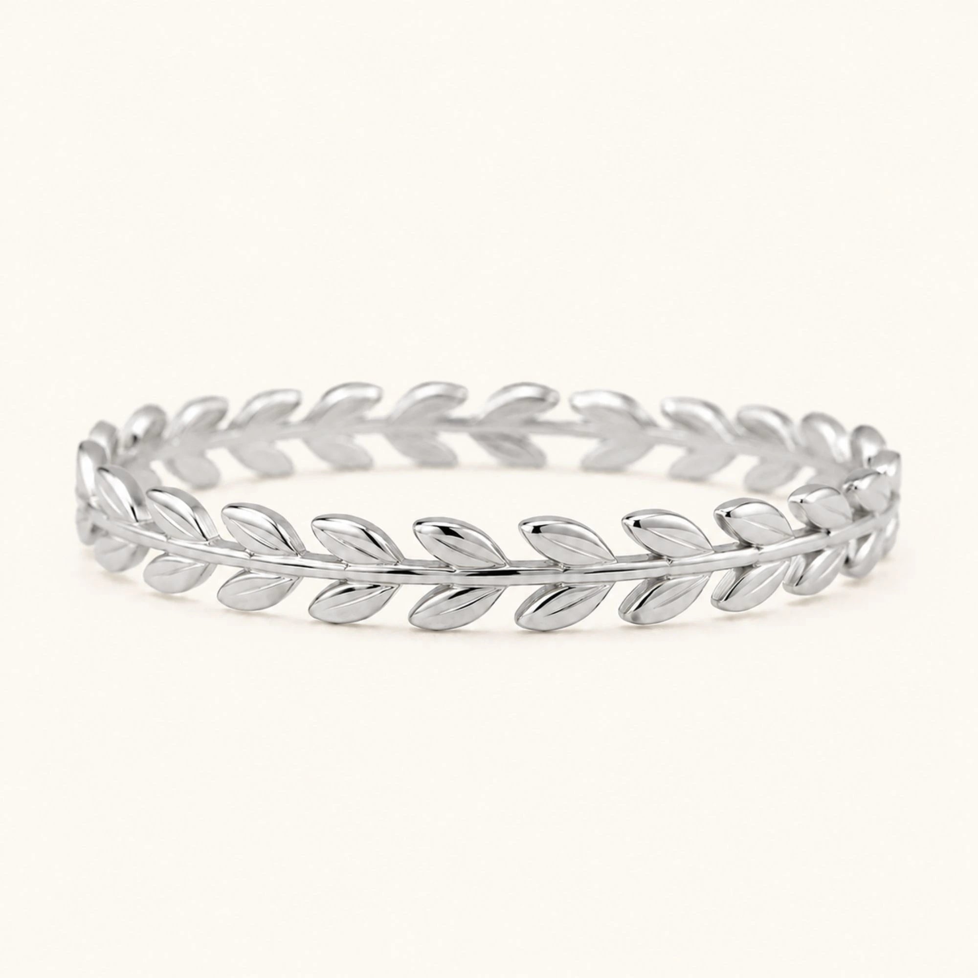 Alliance ciselée laurier or blanc 18 carats 3mm femme Daphné