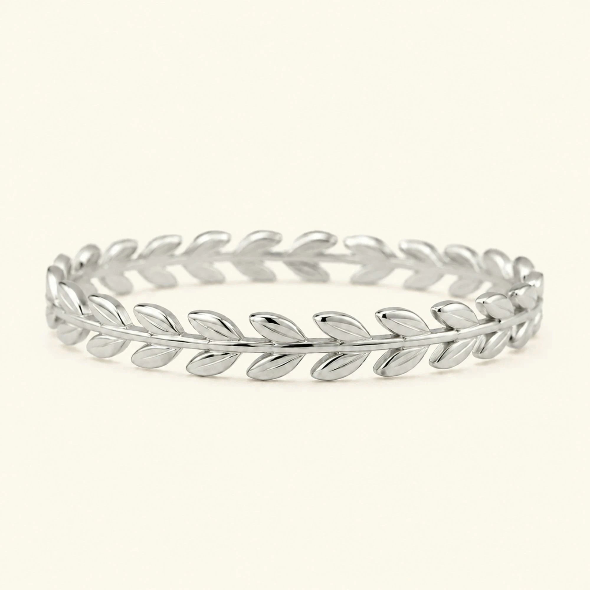 Alliance ciselée laurier or blanc 18 carats 3mm femme Daphné