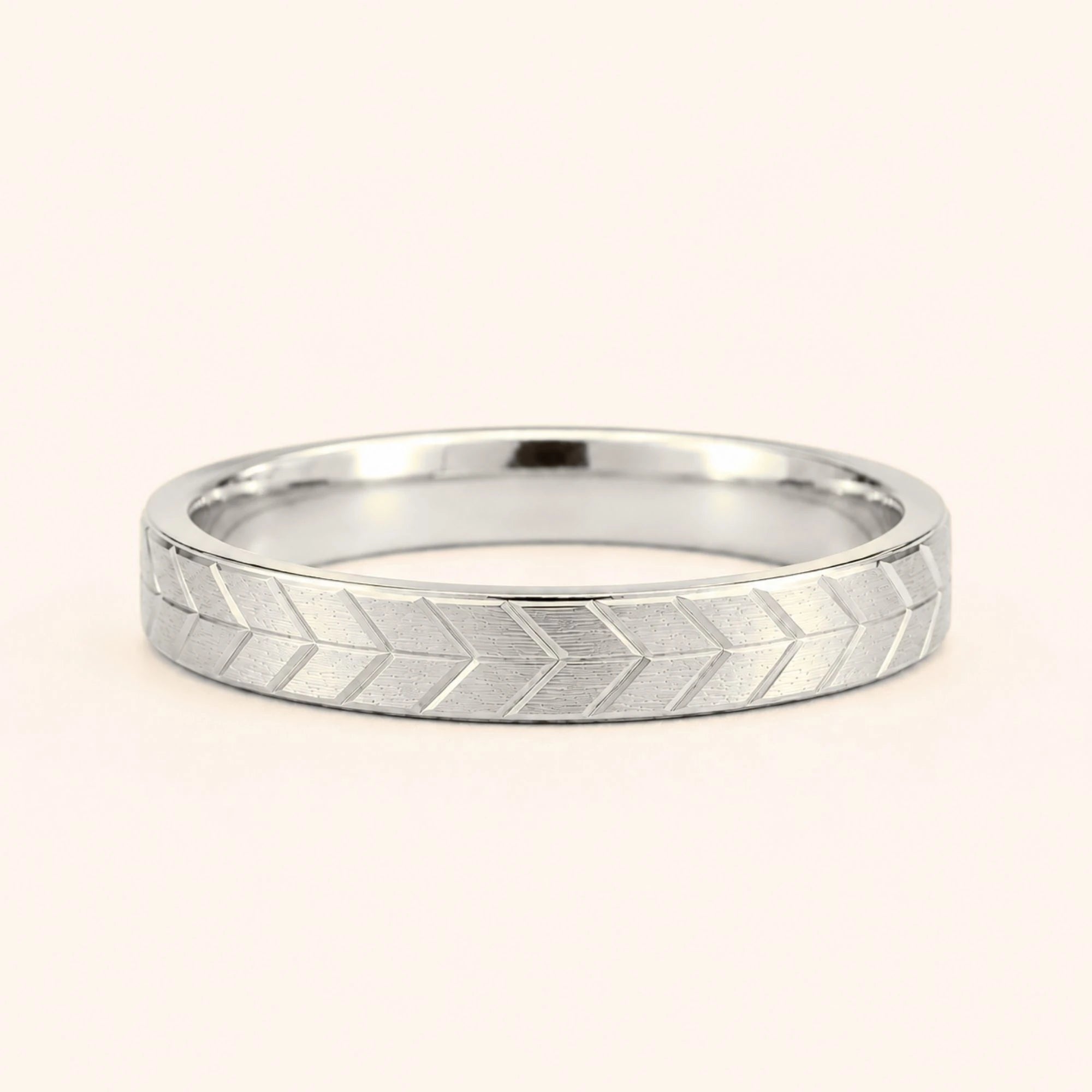 Alliance homme chevron gravée or blanc 3mm Maât