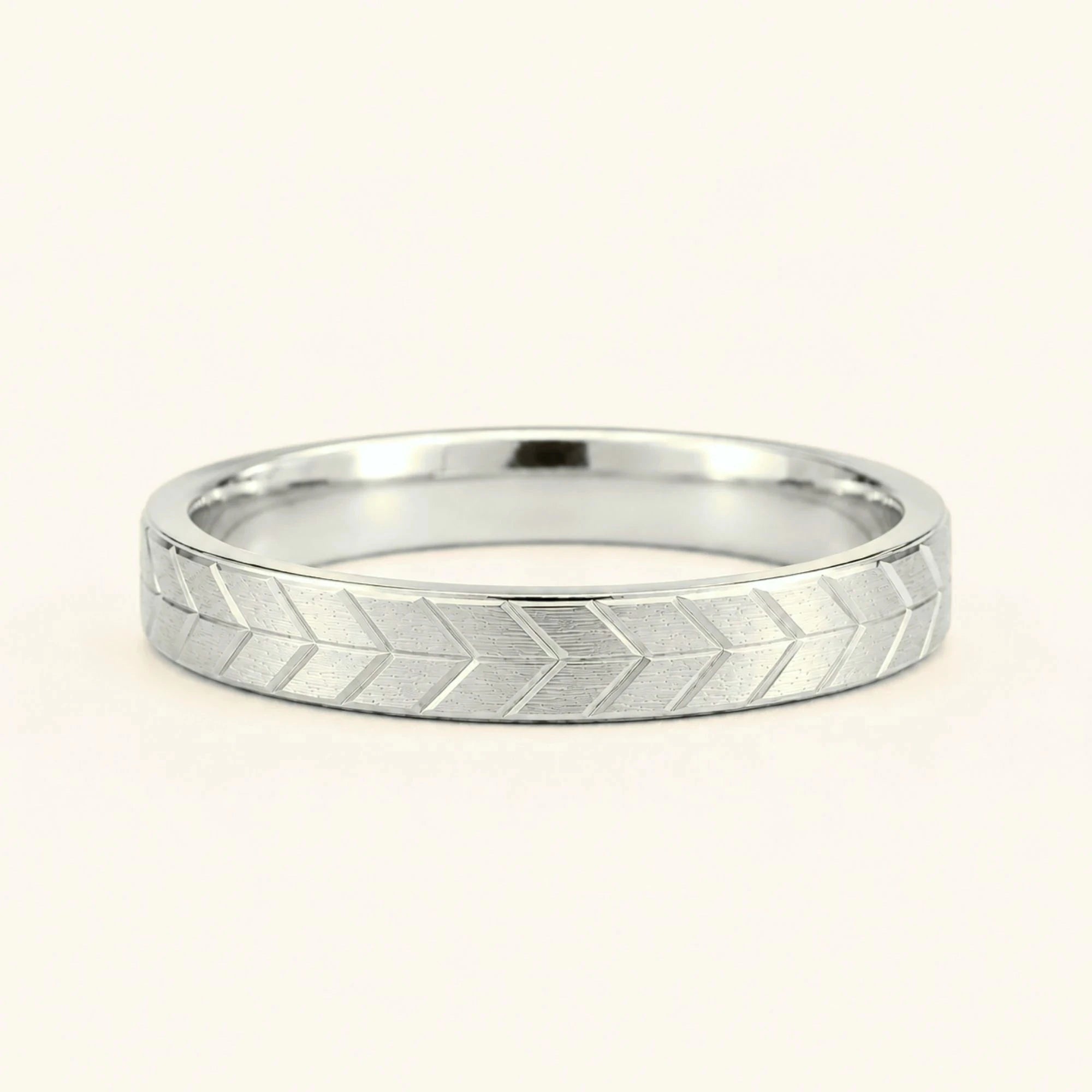 Alliance homme chevron gravée or blanc 3mm Maât