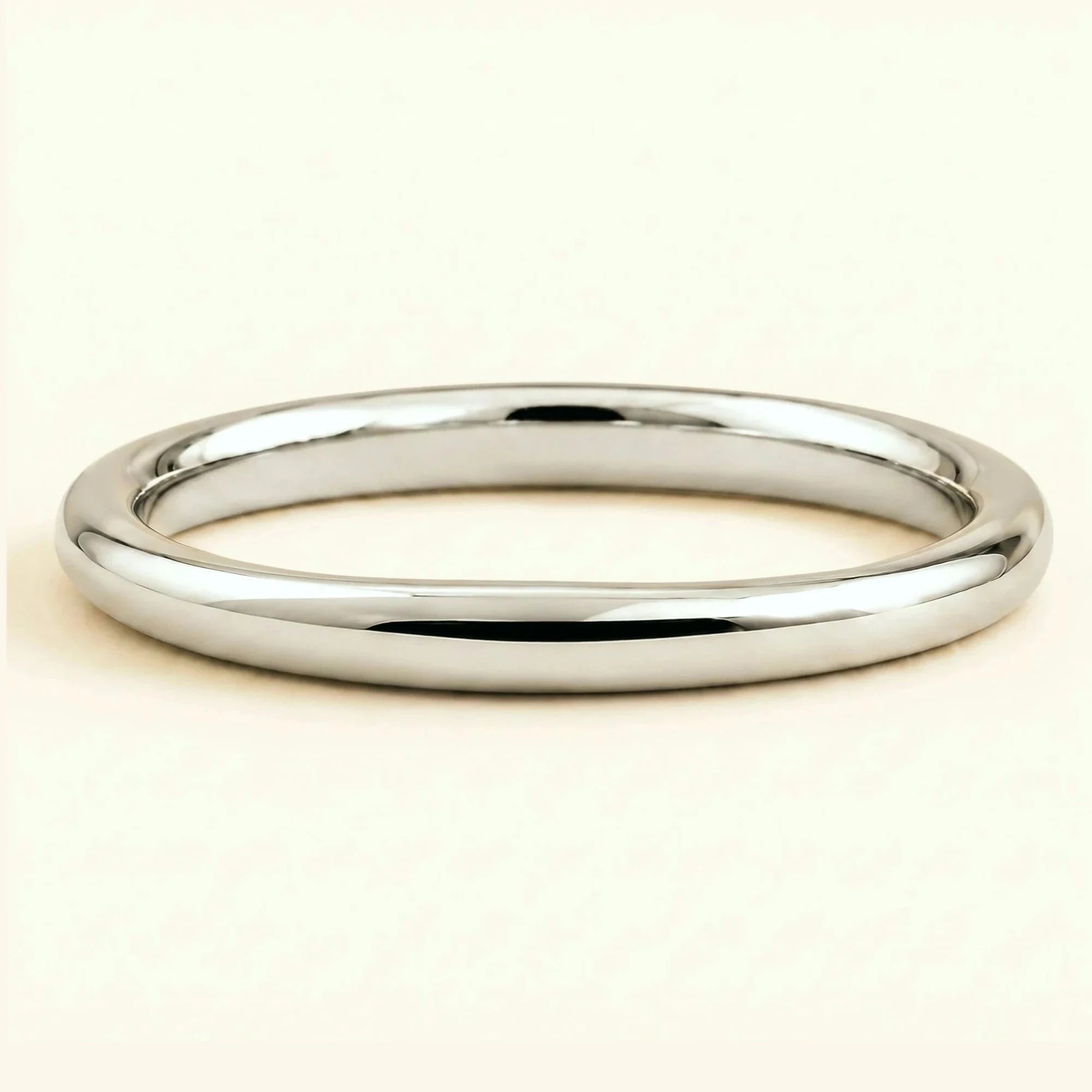 Alliance homme demi-jonc or blanc 18 carats 3mm Shunya