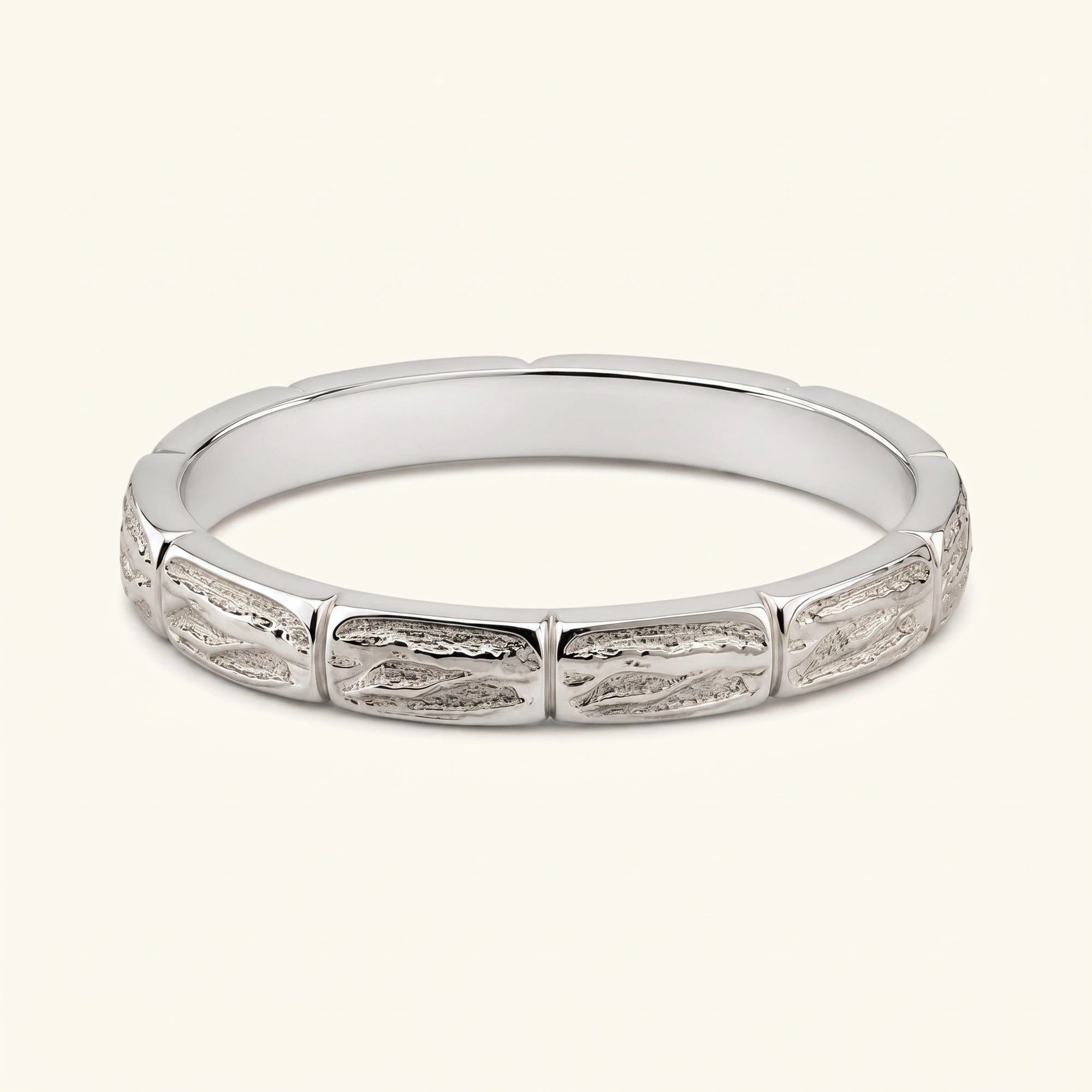 Alliance Sobek écailles de crocodile en or blanc 18 carats, bague homme 2,7 mm