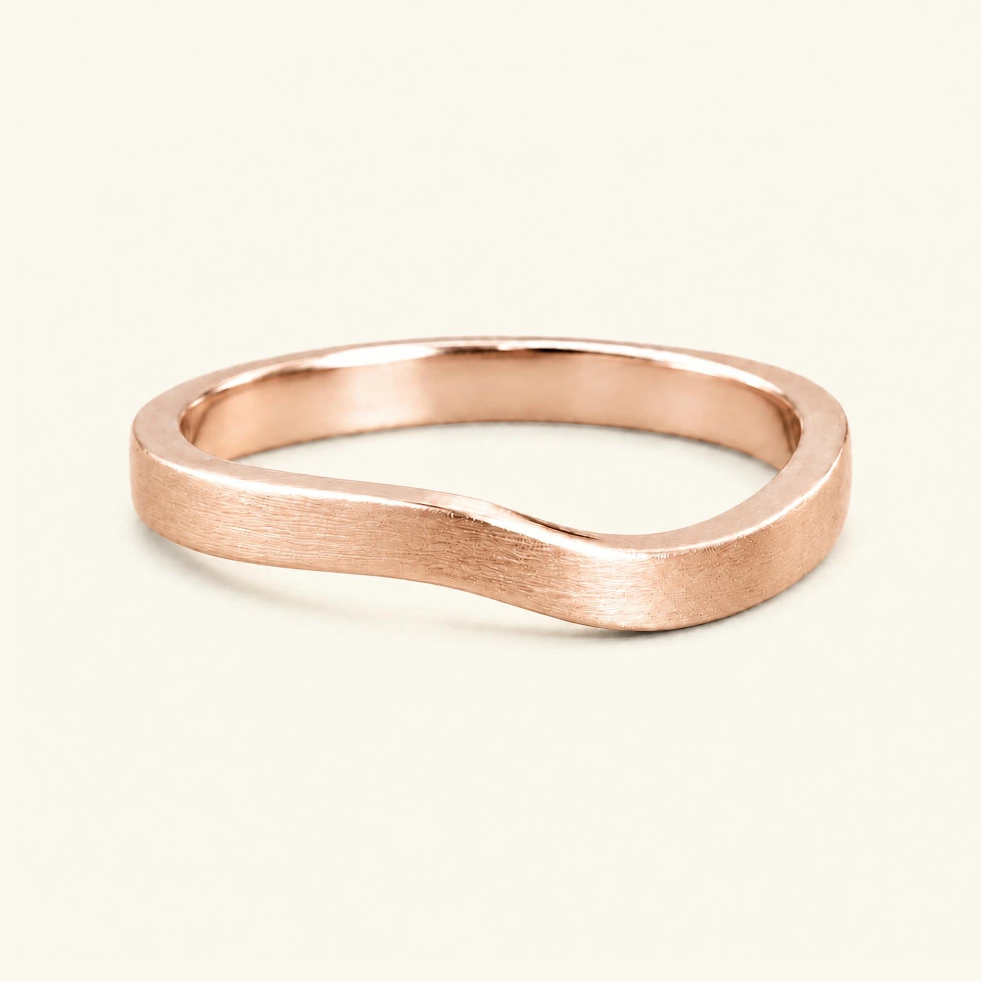 Alliance homme vague brossée or rose 2,5mm Pontos, finition mate