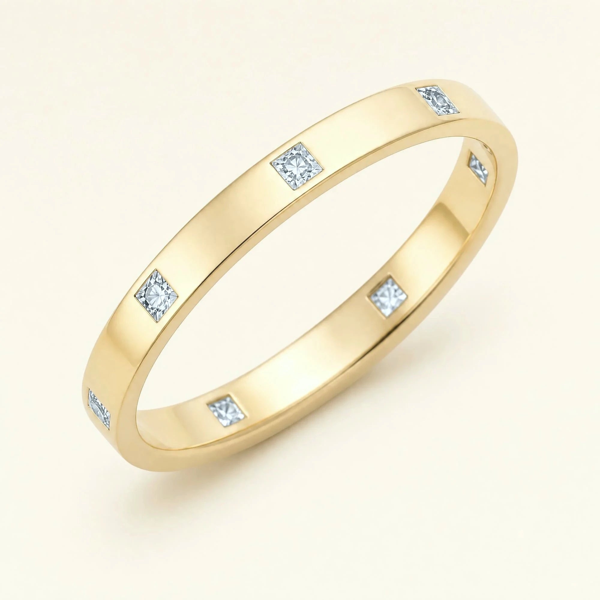Alliance princesse de diamants blancs pour homme en or jaune