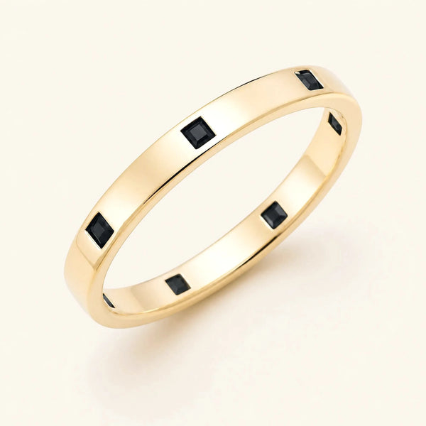 Alliance princesse de diamants noirs pour homme en or jaune