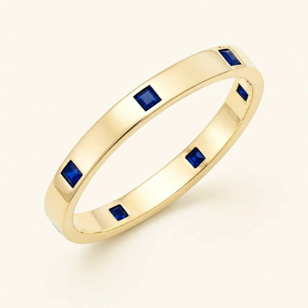 Alliance princesse de saphirs pour homme en or jaune