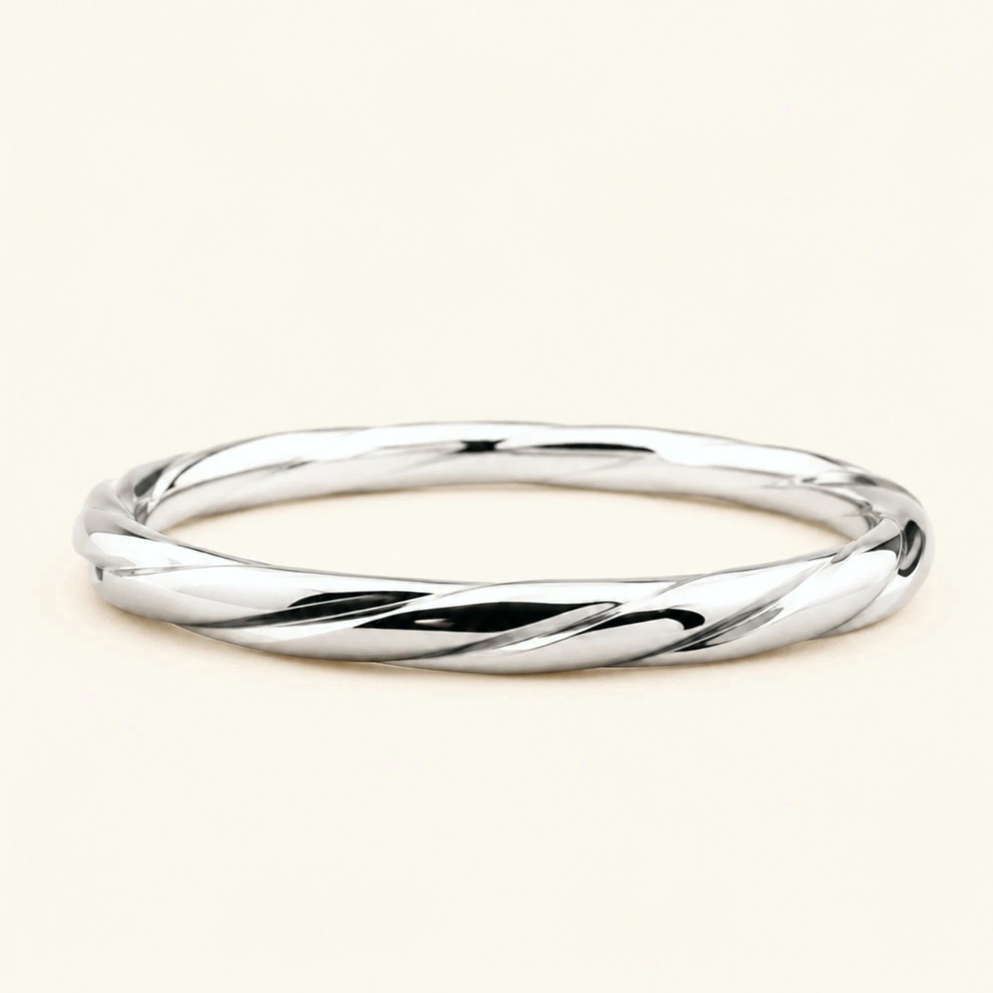 Alliance torsadée or blanc 18 carats homme Vasuki, jonc vrillé