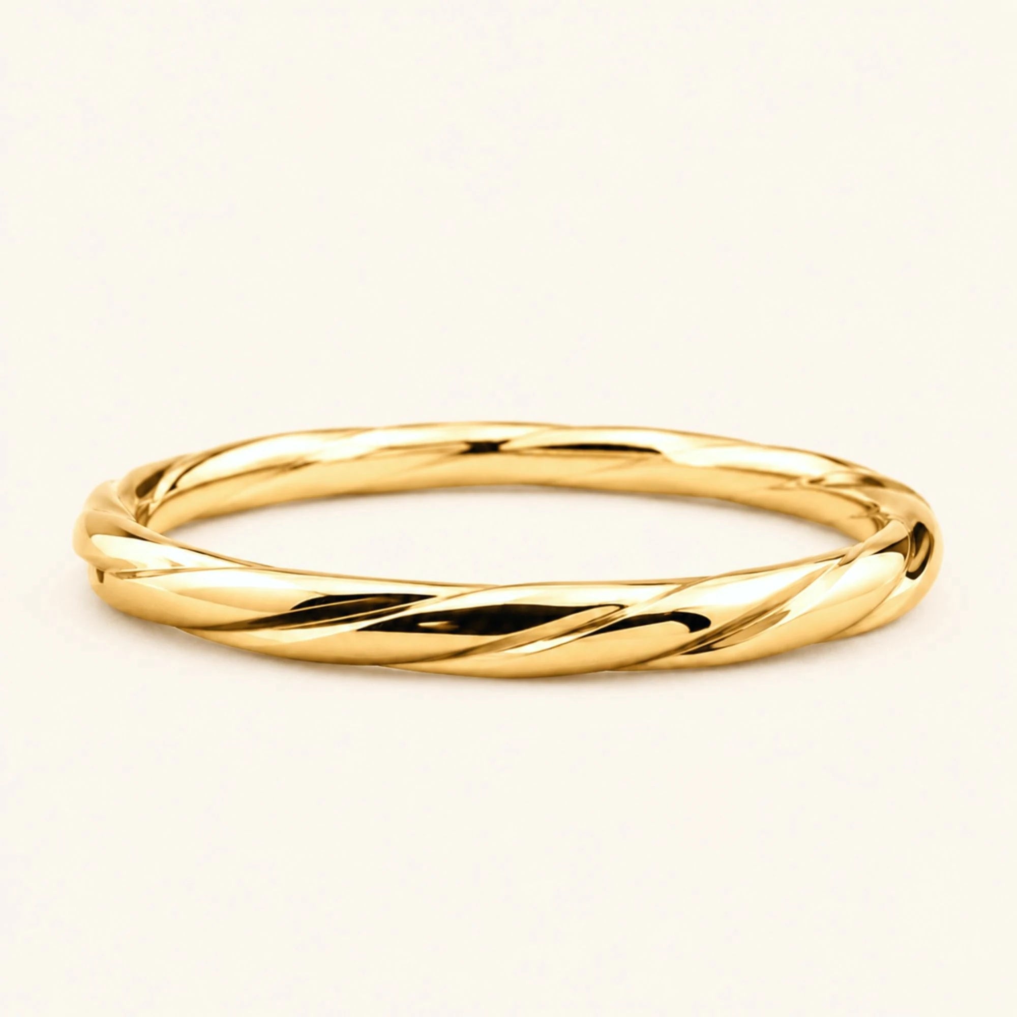 Alliance torsadée or jaune 18 carats homme Vasuki, jonc vrillé