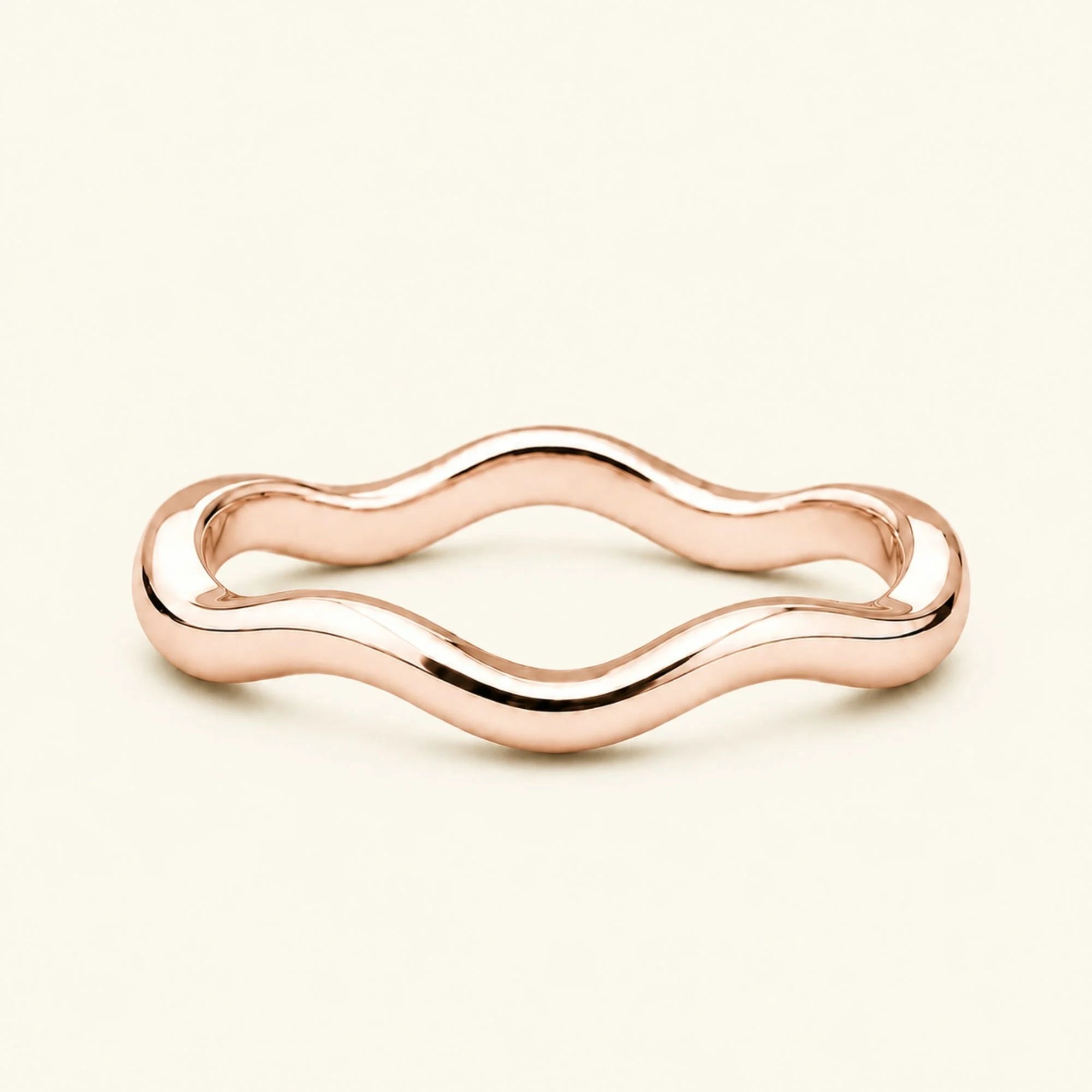 Alliance vague Thalassa en or rose 18 carats, jonc ondulé poli