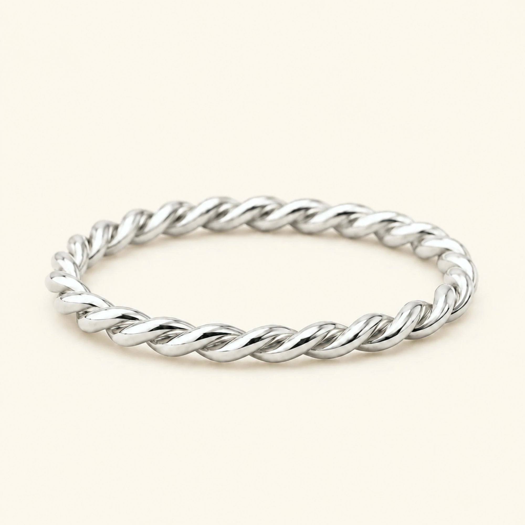 Alliance torsadée or blanc 18 carats Musubi, anneau effet corde