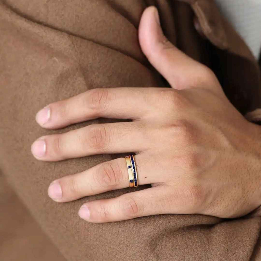 Bague Mangal et viyom en saphir or 18 caratspour homme